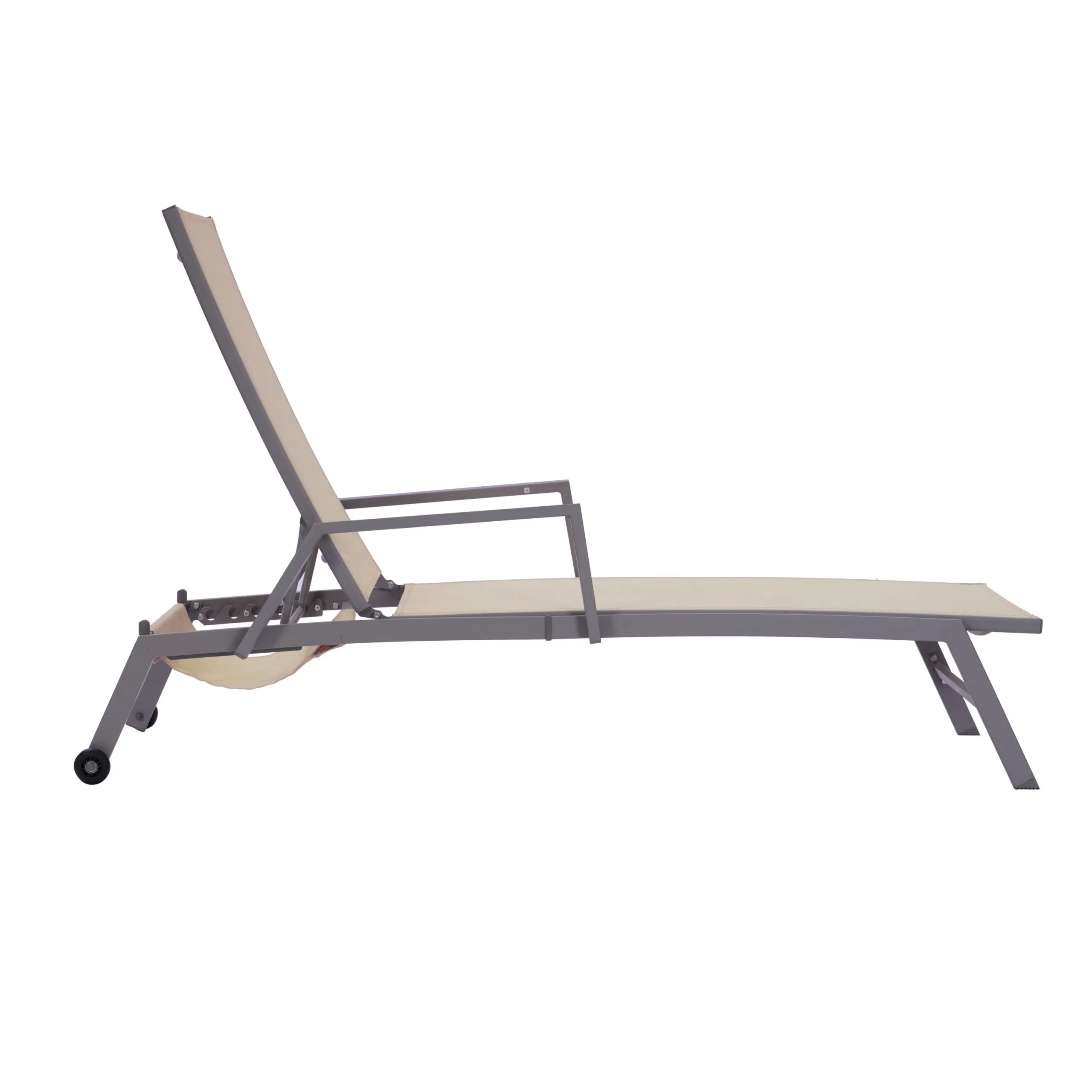 Clihome Patio Chair Metal Frame Stationary Chaise Lounge Chair(s) with Off-white Textilene Sling Seat - Image 4