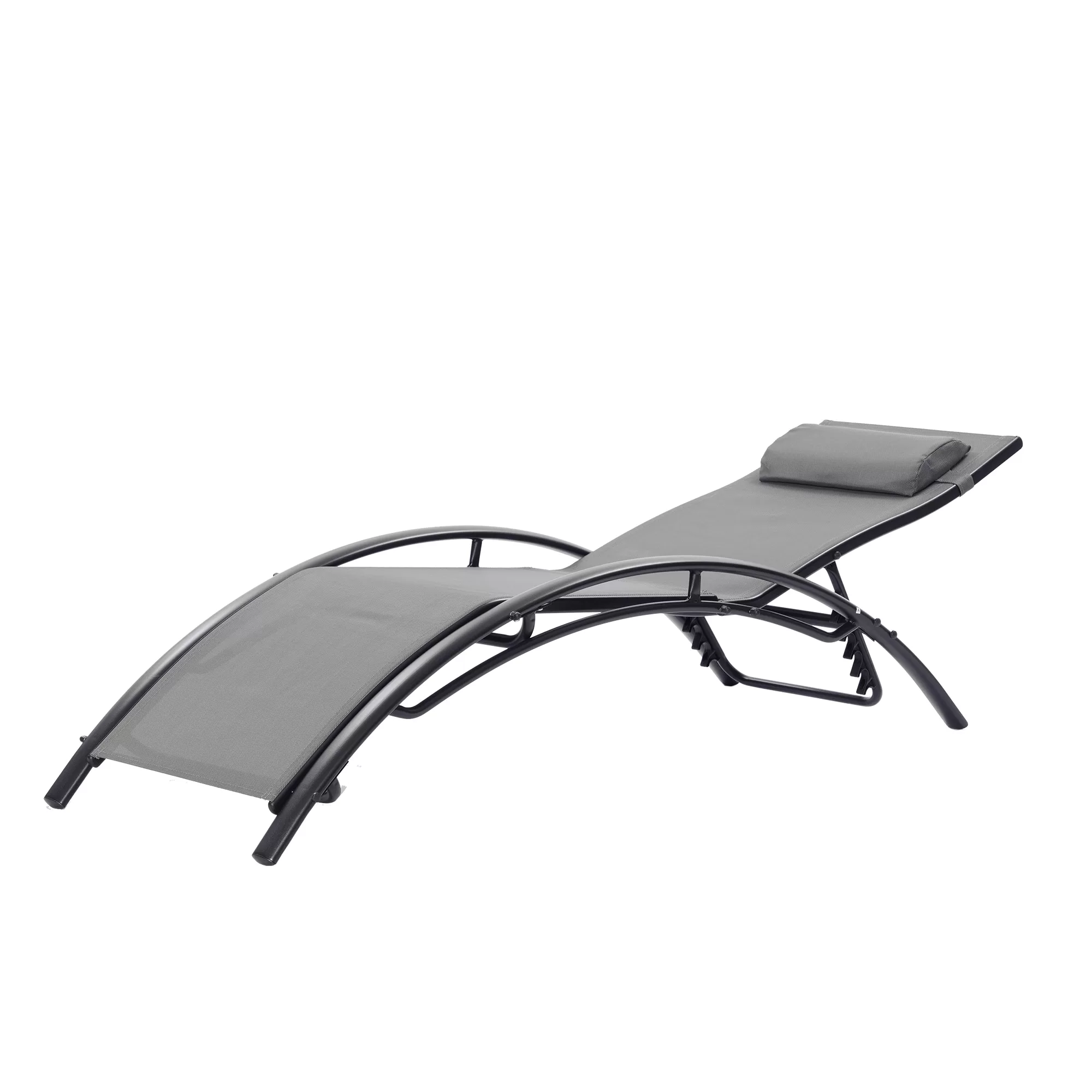 Clihome Patio Chair Set of 2 Metal Frame Stationary Chaise Lounge Chair(s) with Gray Textilene Sling Seat - Image 8