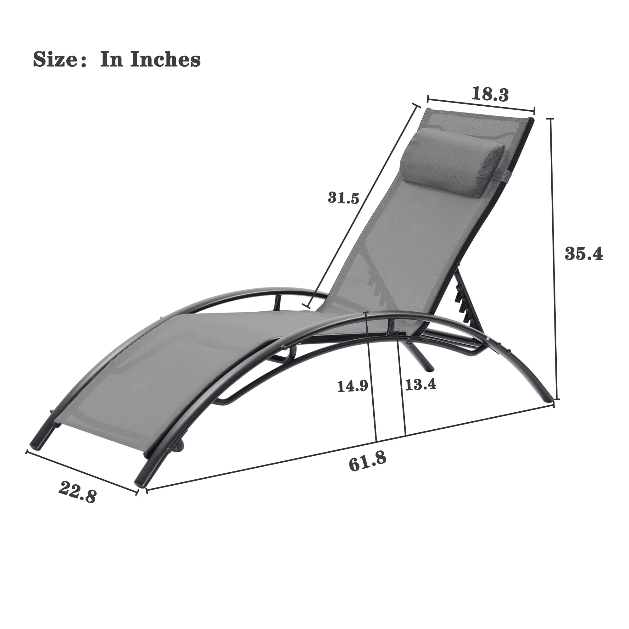 Clihome Patio Chair Set of 2 Metal Frame Stationary Chaise Lounge Chair(s) with Gray Textilene Sling Seat - Image 11