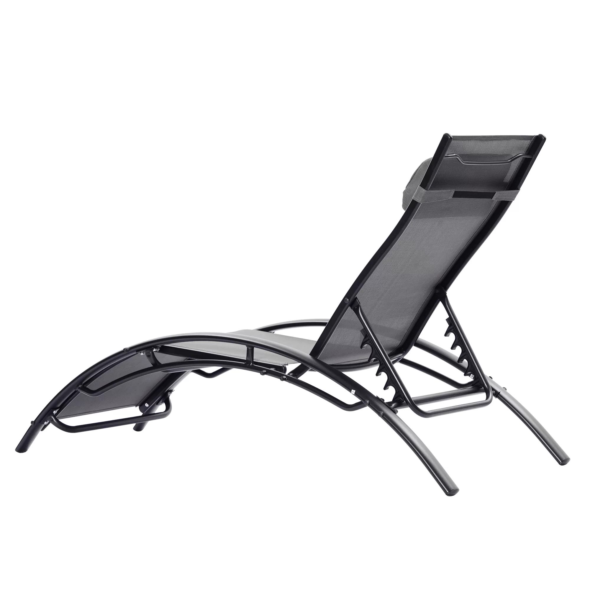 Clihome Patio Chair Set of 2 Metal Frame Stationary Chaise Lounge Chair(s) with Gray Textilene Sling Seat - Image 9