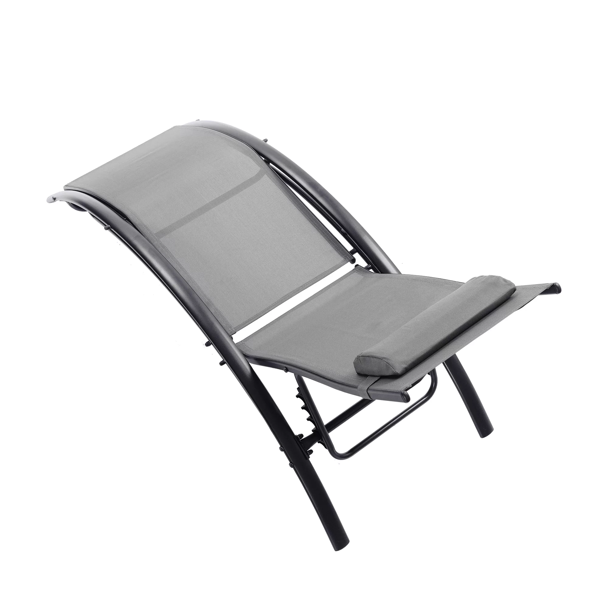 Clihome Patio Chair Set of 2 Metal Frame Stationary Chaise Lounge Chair(s) with Gray Textilene Sling Seat - Image 6