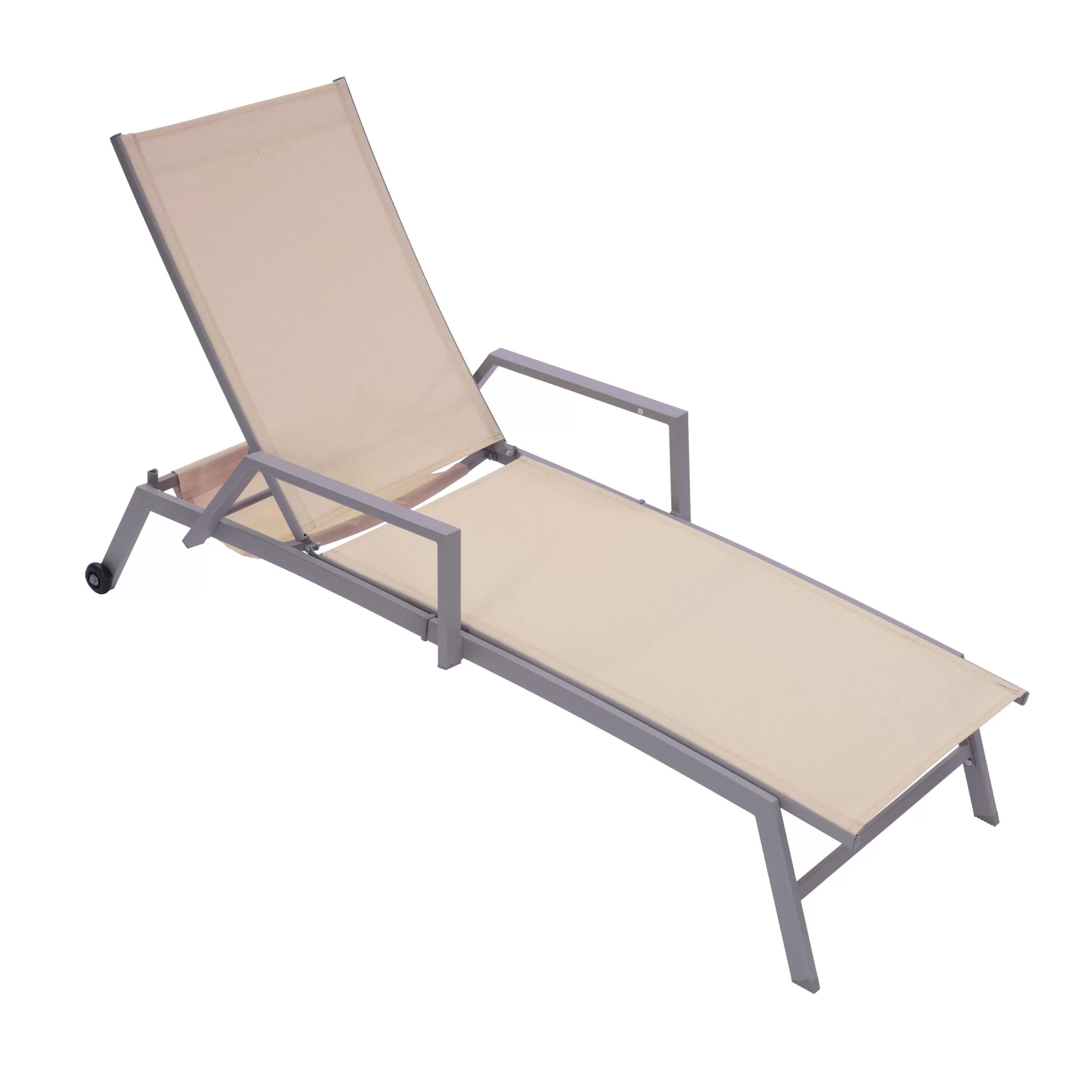 Clihome Patio Chair Metal Frame Stationary Chaise Lounge Chair(s) with Off-white Textilene Sling Seat - Image 2
