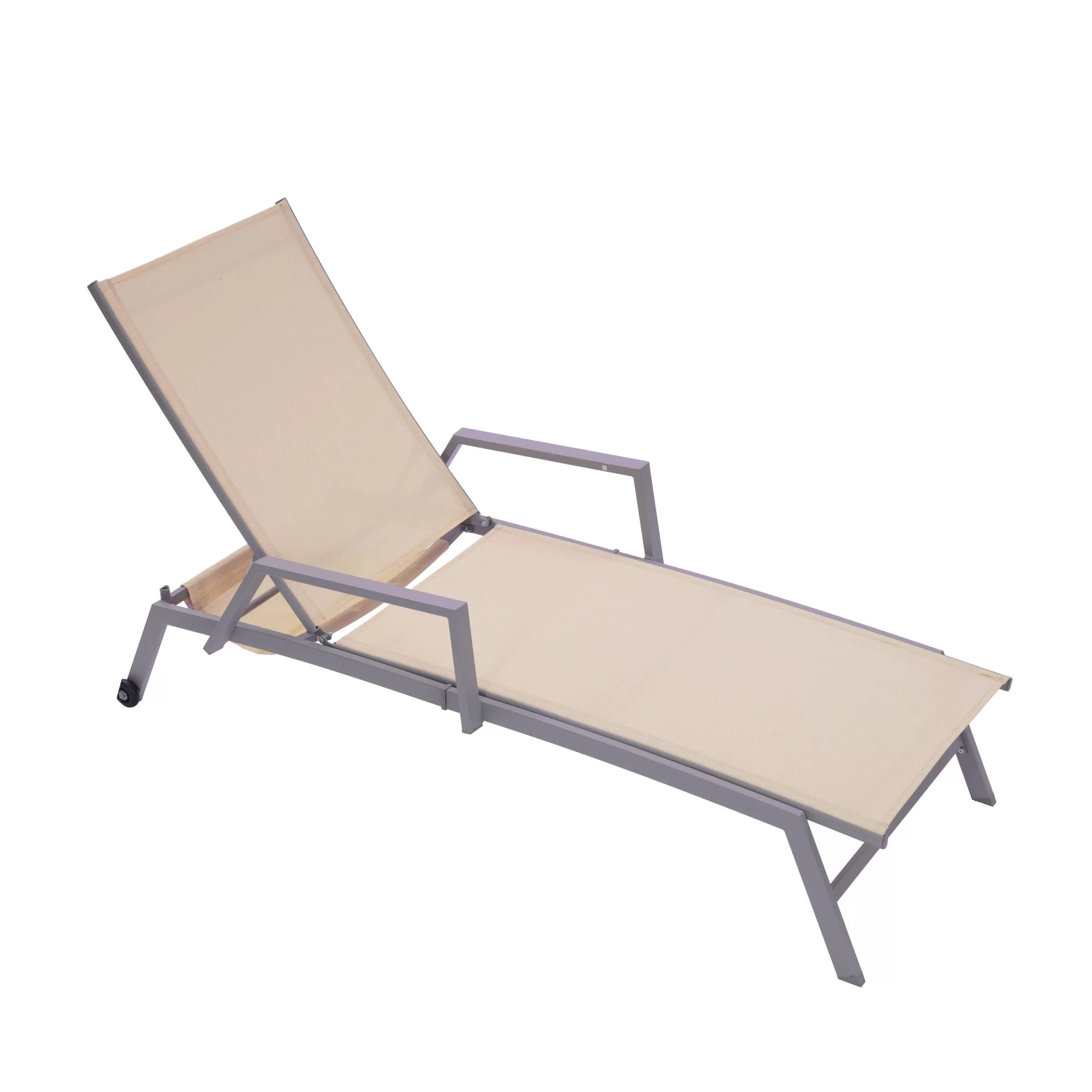 Clihome Patio Chair Metal Frame Stationary Chaise Lounge Chair(s) with Off-white Textilene Sling Seat - Image 8