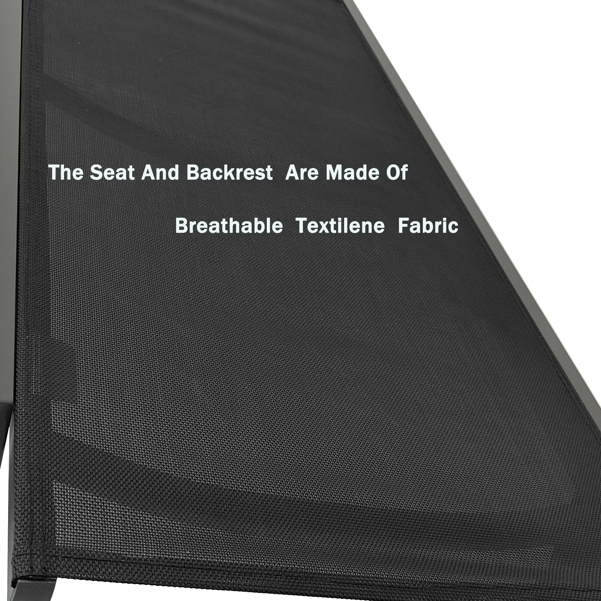 Clihome Patio Chair Metal Frame Stationary Chaise Lounge Chair(s) with Black Textilene Sling Seat - Image 13
