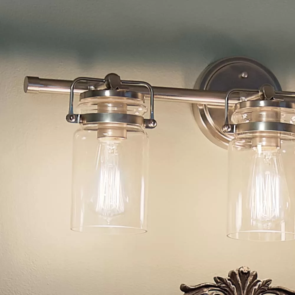 Kichler 45689NI Brinley 24-in 3-Light Brushed Nickel Farmhouse Vanity Light - Image 11
