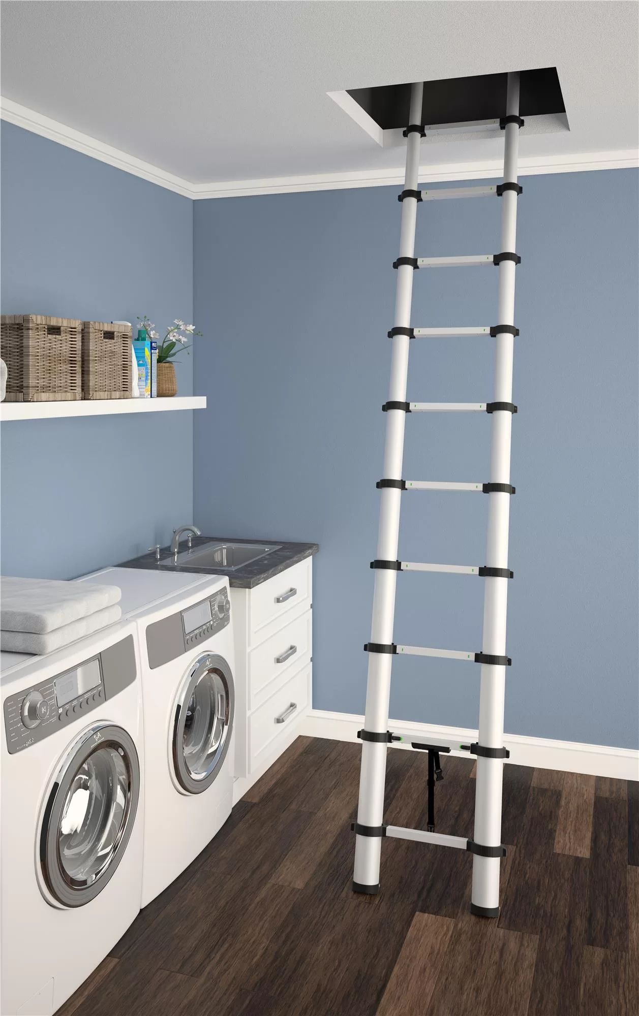 Cosco SmartClose Aluminum 12.65-ft Type 1A- 300-lb Capacity Telescoping Extension Ladder - Image 4