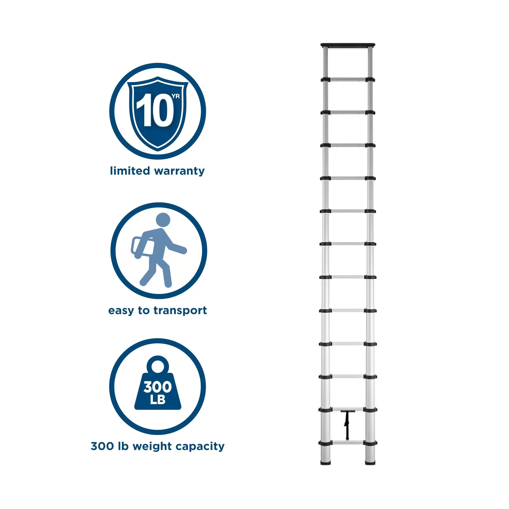 Cosco SmartClose Aluminum 12.65-ft Type 1A- 300-lb Capacity Telescoping Extension Ladder - Image 7