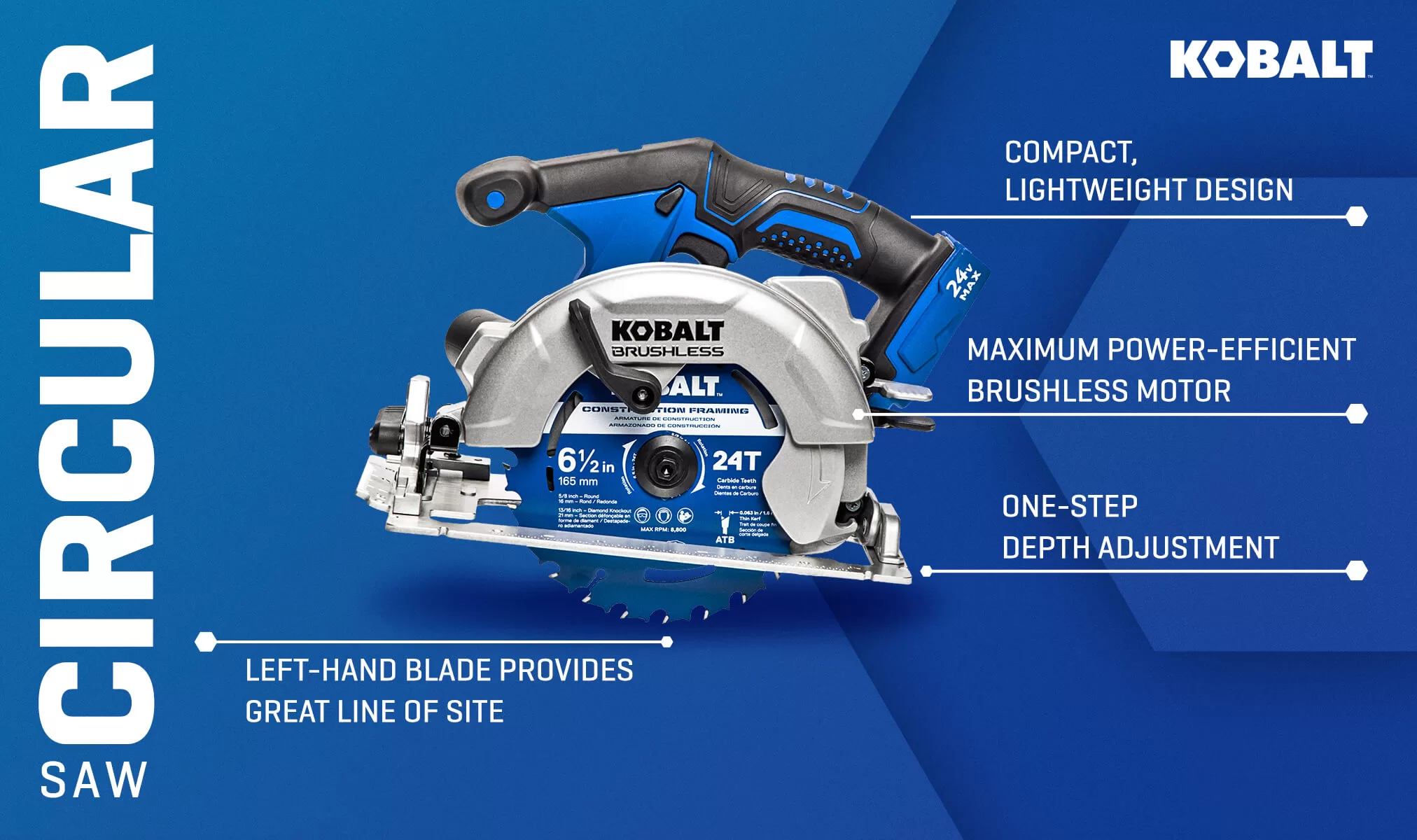 Kobalt 24-volt Max 6-1/2-in Cordless Circular Saw - Image 2
