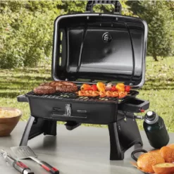 Ozark Trail Portable Table Top 1 Burner Camping Gas Grill with Interchangeable Griddle Plate, 10,000 BTU