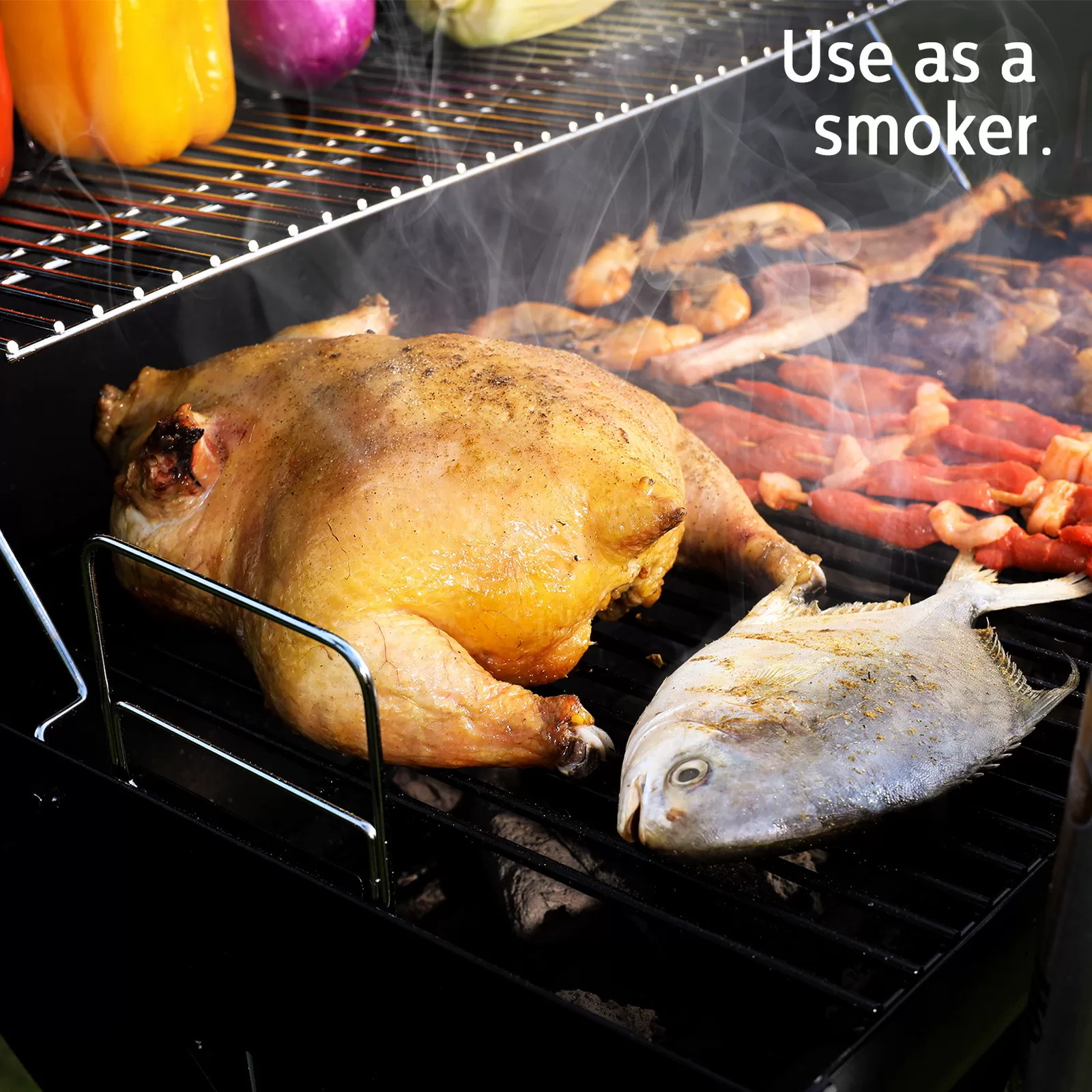 UTEN Outdoor BBQ Grill Charcoal Barbecue Pit Backyard Meat Cooker Smoker Black