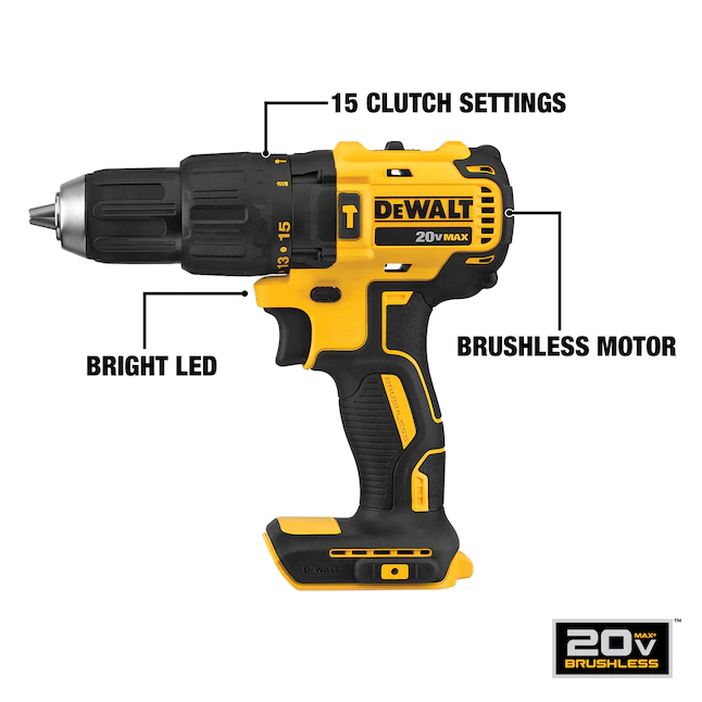 DEWALT Drill DCD778C2 1/2-in 20-volt Max Variable Speed Brushless Cordless Hammer Drill (2-Batteries Included) - Image 3