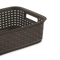 Sterilite Decorative Wicker Style Short Weave Storage Basket, Espresso (24 Pack)