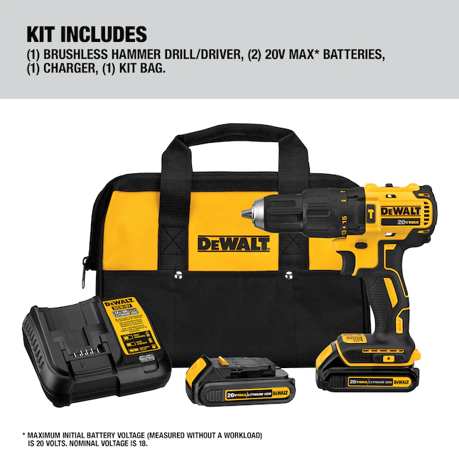 DEWALT Drill DCD778C2 1/2-in 20-volt Max Variable Speed Brushless Cordless Hammer Drill (2-Batteries Included) - Image 4