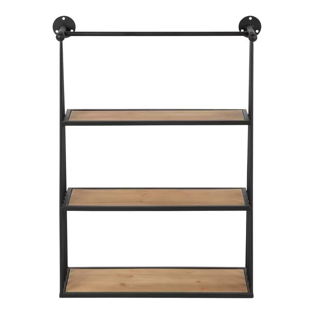 Kate and Laurel Rustic Brown/Black 23.25-in L x 8-in D Metal Tiered Shelf (3 Shelves) - Image 3