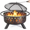 Yaheetech 36" Round Wood Bronze Finish Iron Fire Pit