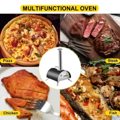 VEVOR Wood Fired Oven 12" Portable Pizza Oven, Max Temperature Stainless Steel Portable Wood Fired Pizza Oven 