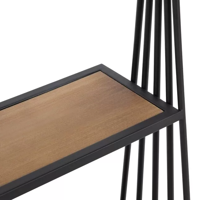 Kate and Laurel Rustic Brown/Black 23.25-in L x 8-in D Metal Tiered Shelf (3 Shelves) - Image 4