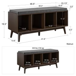 Novogratz Brittany Entryway Bench, Walnut