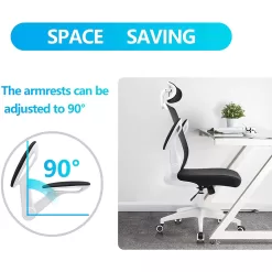Ergonomic Office Chair, Coolhut Breathable Mesh Desk Chair with Headrest and Flip-up Arms (White)