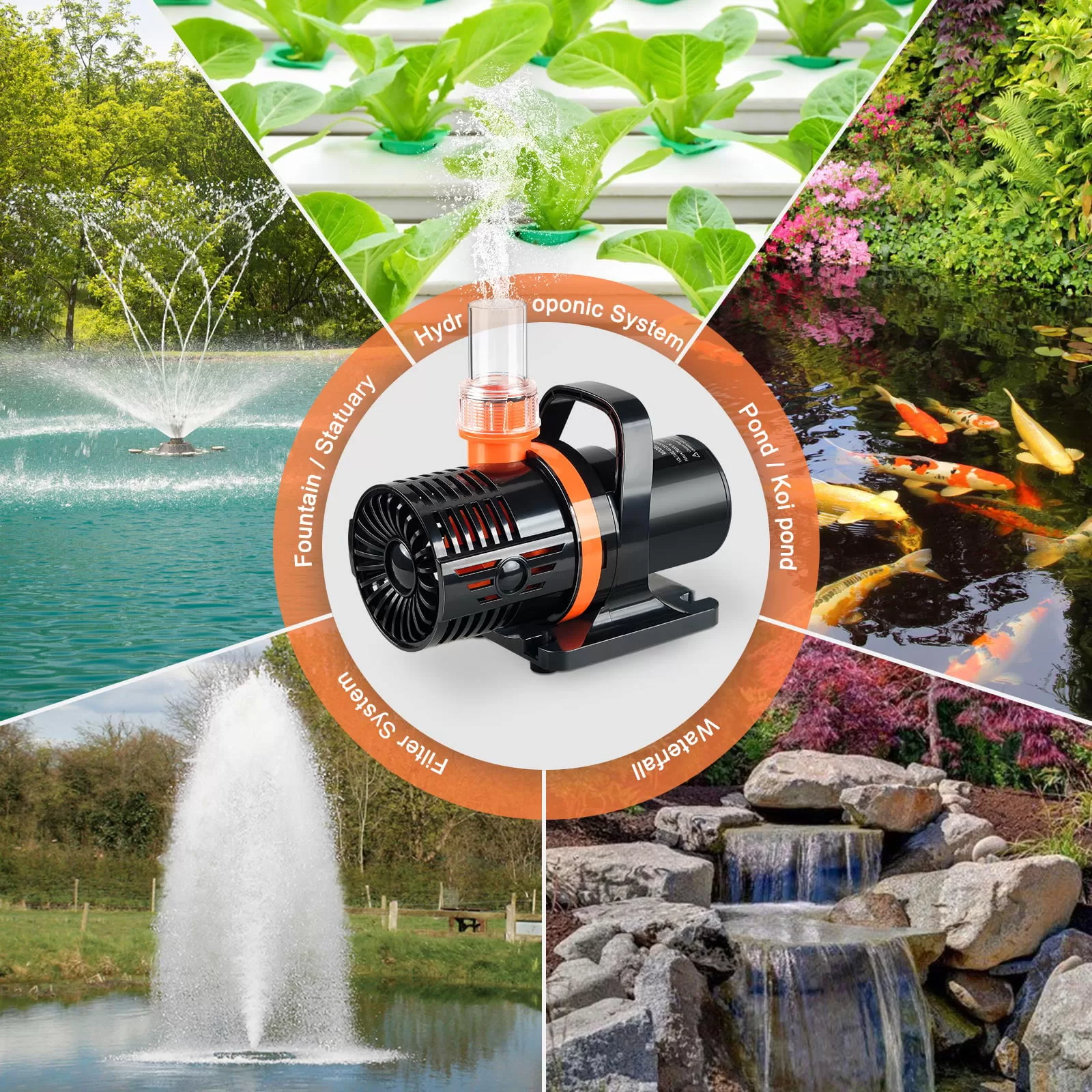 JEREPET 3400GPH Pond Pump with barrier bag, 22ft Max lift Submersible Water pump ,for waterfall,Koi pond fountains and statuary