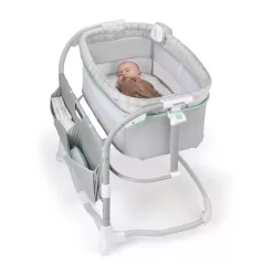 Ingenuity Dream & Grow Bedside Baby Bassinet 2-Mode Crib 0-12 Months, Adjustable Height - Tesse (Green)