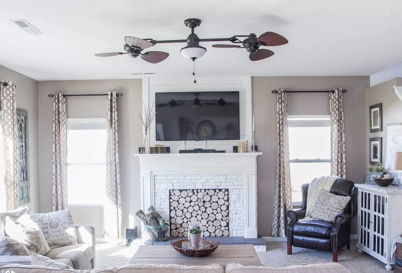 Harbor Breeze Twin Breeze II 74-in Oil Rubbed Bronze LED Indoor/Outdoor Ceiling Fan with Light (6-Blade) - Image 3