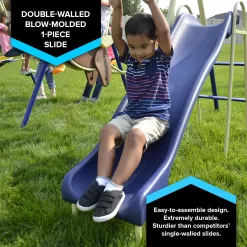 Sportspower Outdoor Super 8 Fun Metal Swing Set with 6ft Heavy Duty Slide, Saucer Swing, and Rocking Horse