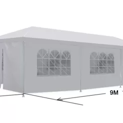 ZenSports 10x30FT Outdoor Party Tent Gazebo Wedding Canopy Tent, Heavy-Duty Steel Waterproof UV Protection White