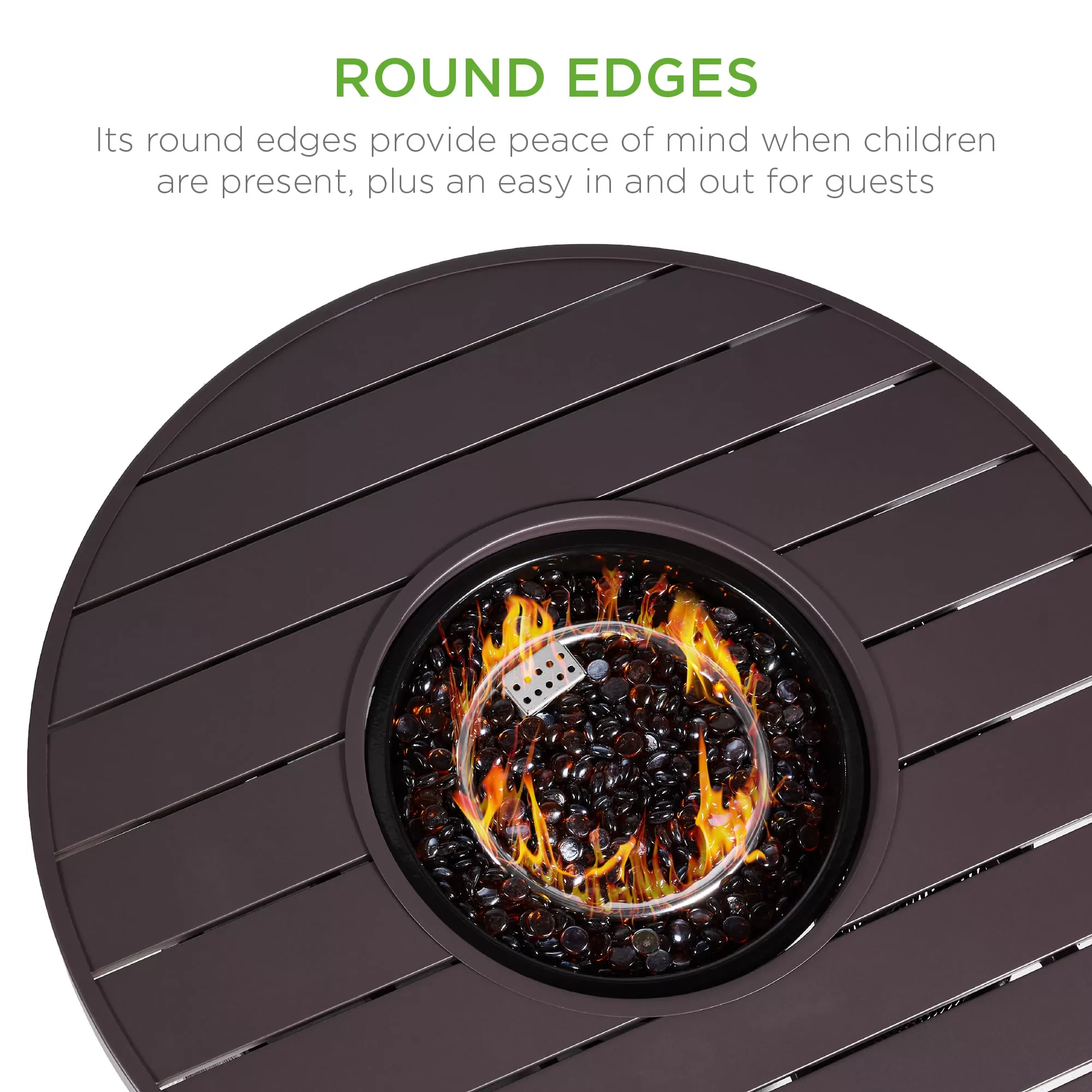 Best Choice Products 32in Round Gas Fire Pit Table, 50,000 BTU Outdoor Wicker Patio Propane Firepit w/ Cover - Brown