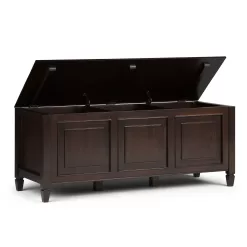 Brooklyn + Max Somerset Solid Wood 51 inch Wide Traditional Storage Bench Trunk in Dark Chestnut Brown