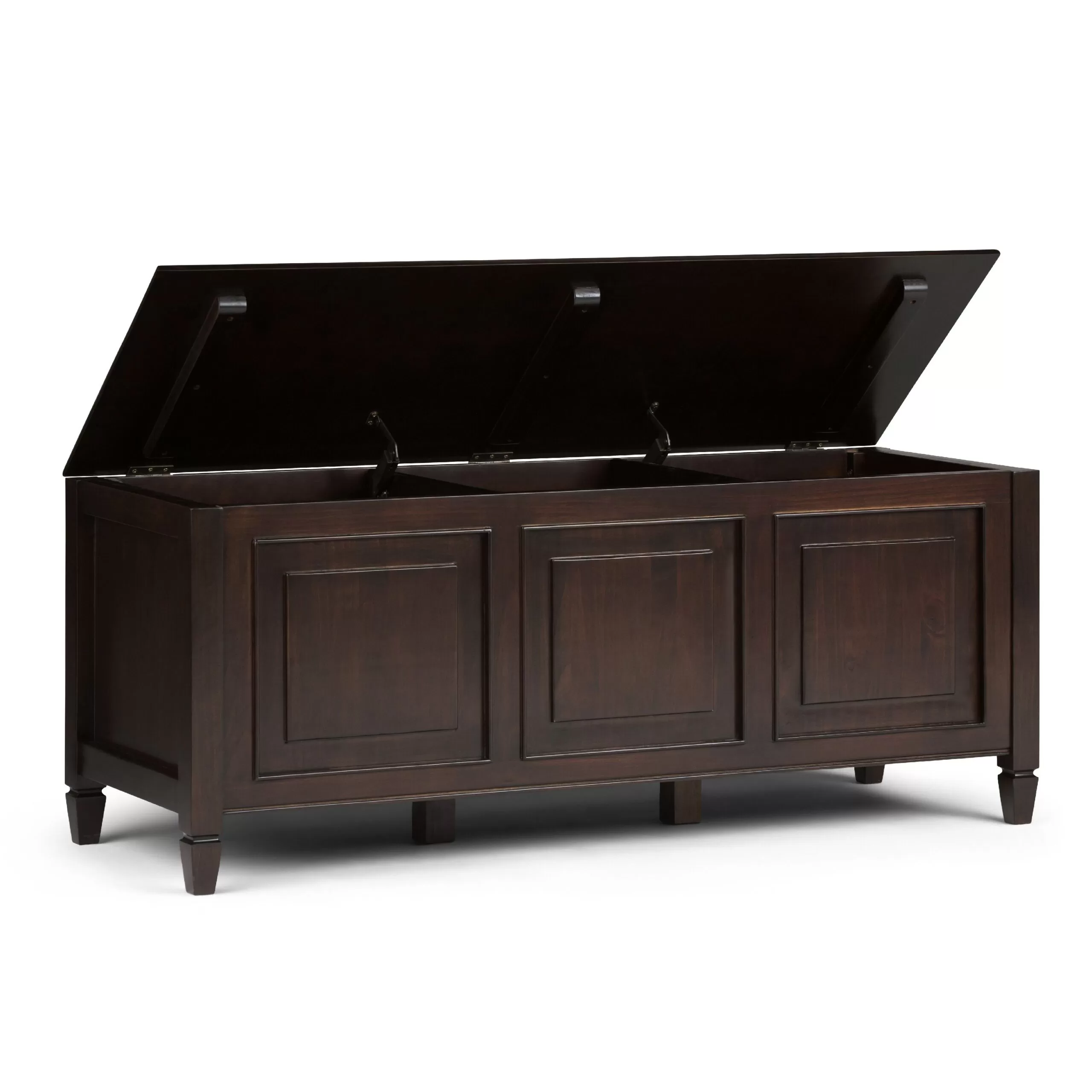 Brooklyn + Max Somerset Solid Wood 51 inch Wide Traditional Storage Bench Trunk in Dark Chestnut Brown