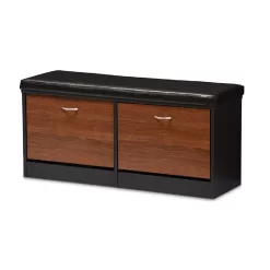 Baxton Studio Foley Entryway Cushioned Bench Shoe Rack Cabinet Organizer
