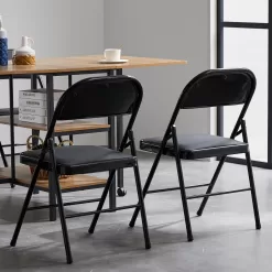UBesGoo 6 Pack Folding Chairs Cushioned Padded Seat Wedding Chairs with Metal Frame Home Office Party Use Black