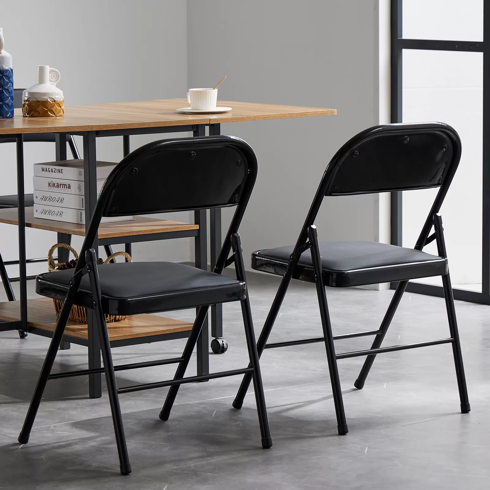 UBesGoo 6 Pack Folding Chairs Cushioned Padded Seat Wedding Chairs with Metal Frame Home Office Party Use Black