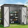 Aiho 6' x 4' Metal Outdoor Storage Shed with Double Lockable Doors for Backyard Patio Lawn - Gray