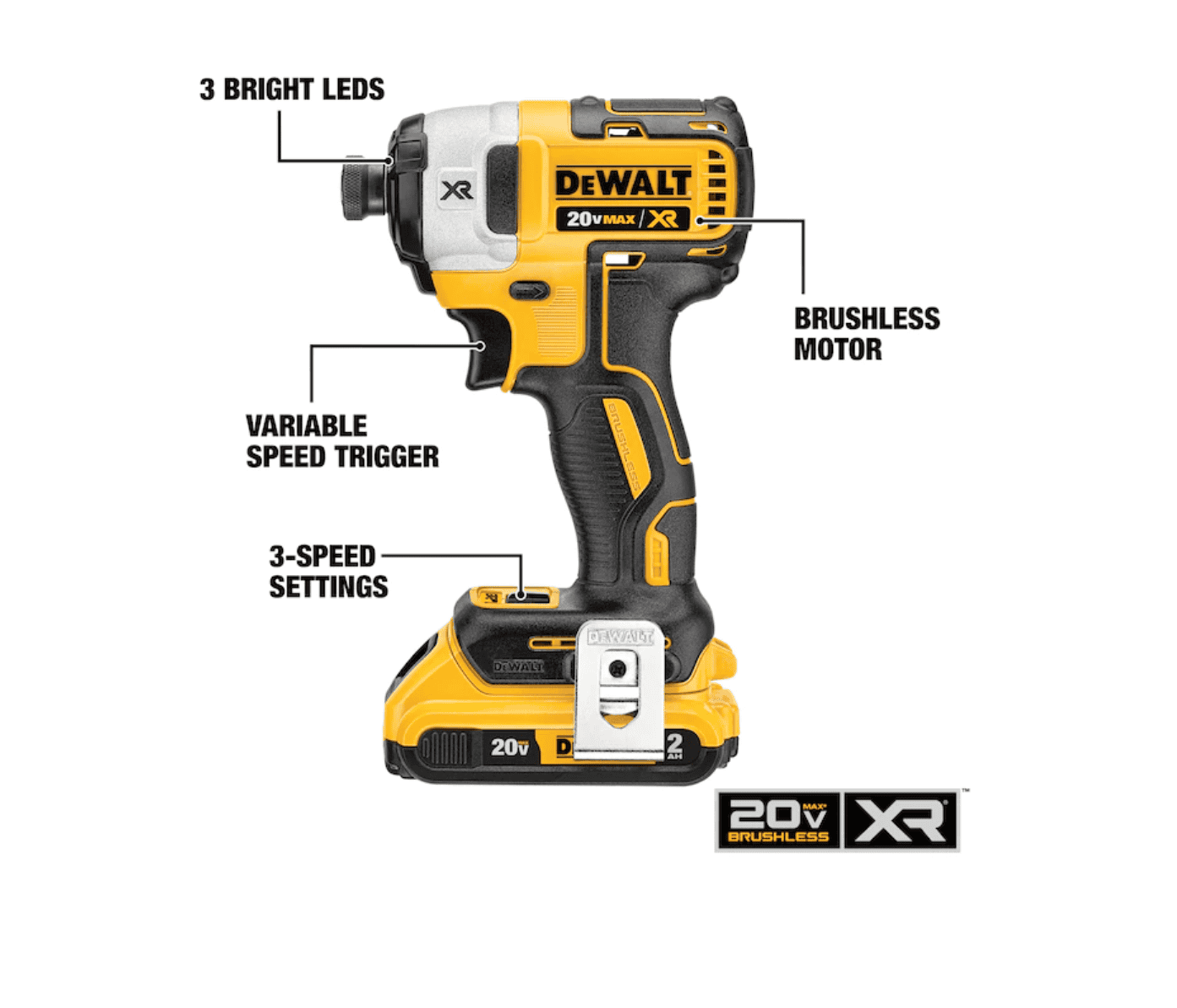 DEWALT DCF887D2 XR 20-volt Max Variable Speed Brushless Cordless Impact Driver (2-Batteries Included) - Image 7