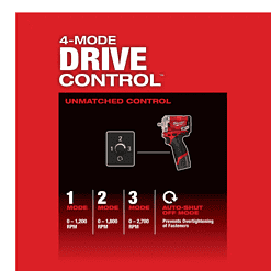 Milwaukee 2554-22-48-11-2440 M12 FUEL 12V Lithium-Ion Brushless Cordless Stubby 3/8 in. Impact Wrench Kit With M12 4.0Ah Battery