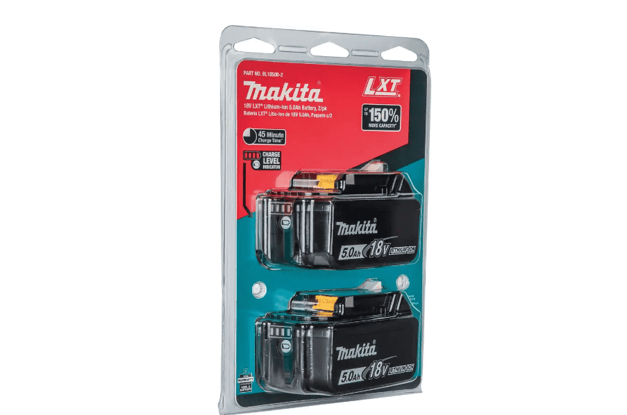 Makita BL1850B-2 18-Volt LXT Lithium-Ion High Capacity Battery Pack 5.0 Ah with LED Charge Level Indicator (2-Pack)