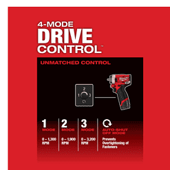 Milwaukee 2552-22 M12 FUEL 12V Lithium-Ion Brushless Cordless Stubby 1/4 in. Impact Wrench Kit with One 4.0 and One 2.0Ah Batteries