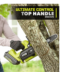 RYOBI RY40590 40V HP Brushless 12 in. Top Handle Cordless Battery Chainsaw with 4.0 Battery and Charger