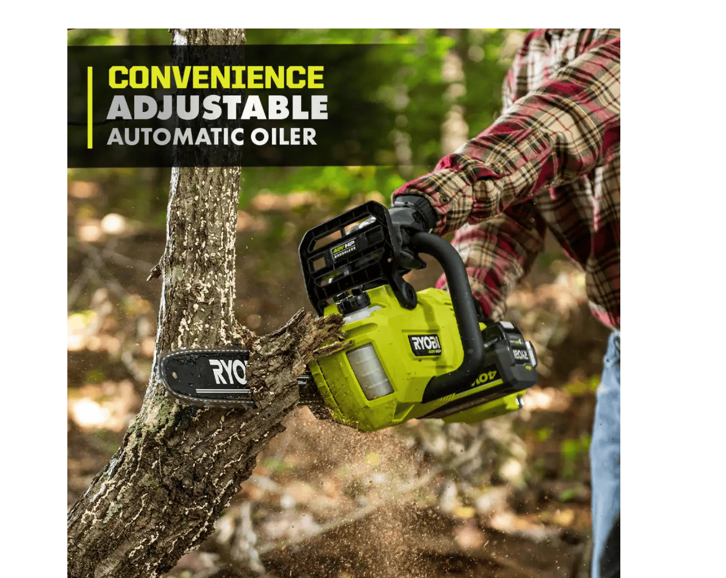 RYOBI RY405100-PS 40V HP Brushless 14 in. Cordless Battery Chainsaw and 10 in. Cordless Battery Pole Saw with 4.0 Ah Battery and Charger