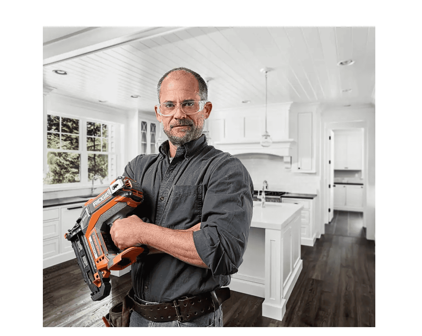 RIDGID R09892B 18V Brushless Cordless HYPERDRIVE 16-Gauge 2-1/2 in. Straight Finish Nailer(Tool Only), Belt Clip, Bag, Sample Nails