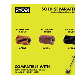 RYOBI P2904BTL ONE+ 18V Cordless Battery Outdoor Patio Sweeper (Tool Only)