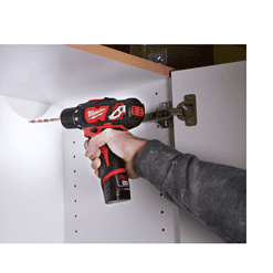Milwaukee 2407-22-2415-20-48-11-2460 M12 12V Lithium-Ion Cordless 3/8 in. Drill/Driver Kit with M12 3/8 in. Right Angle Drill and 6.0 Ah XC Battery Pack