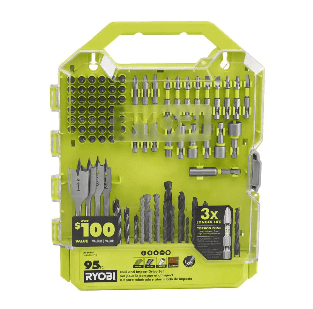 RYOBI PBLDD01K-A989504 ONE+ HP 18V Brushless Cordless 1/2 in. Drill/Driver Kit w/(2) Batteries, Charger, Bag, & Drill and Drive Kit (95-Piece)