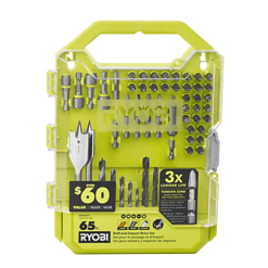 RYOBI PBLDD01K-A986501 ONE+ HP 18V Brushless Cordless 1/2 in. Drill/Driver Kit w/(2) Batteries, Charger, Bag, & Drill and Drive Kit (65-Piece)