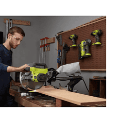 RYOBI TSS103-A181002 15 Amp 10 in. Corded Sliding Compound Miter Saw with 10 in. 40 Carbide Teeth Thin Kerf Miter Saw Blade
