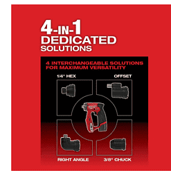 Milwaukee 2505-22-PO M12 FUEL 12V Lithium-Ion Brushless Cordless 4-in-1 Installation 3/8 in. Drill Driver Kit & 4-Tool Heads W/PACKOUT