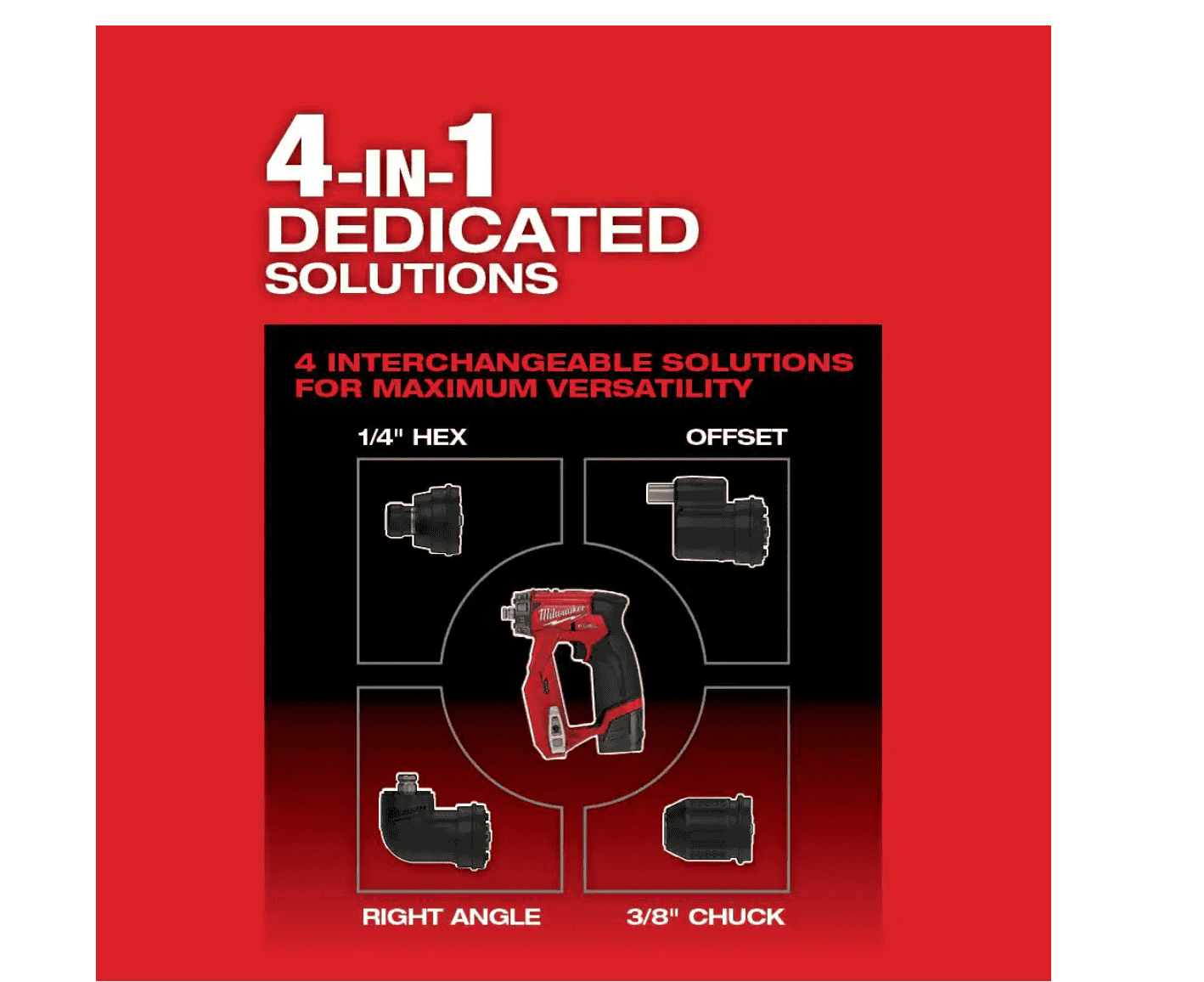 Milwaukee 2505-22-PO M12 FUEL 12V Lithium-Ion Brushless Cordless 4-in-1 Installation 3/8 in. Drill Driver Kit & 4-Tool Heads W/PACKOUT