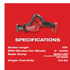 Milwaukee 2719-20 M18 FUEL 18V Lithium-Ion Brushless Cordless HACKZALL Reciprocating Saw (Tool-Only)